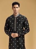 Elegant Black & Antique Gold Embroidered Kurta Set