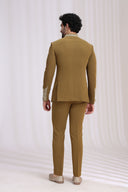 Khaki Rayon Jodhpuri Set for Men with Thread Work