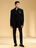 Black Bumario Silk Embroidered Jodhpuri Set