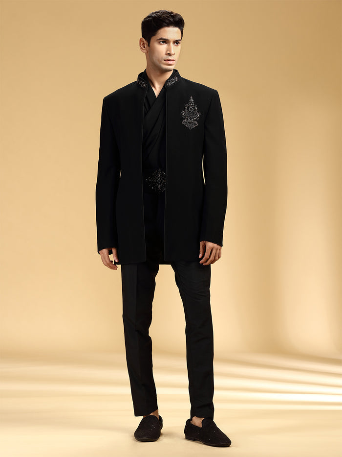 Black Bumario Embroidered Jodhpuri Set