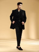 Black Bumario Silk Embroidered Jodhpuri Set