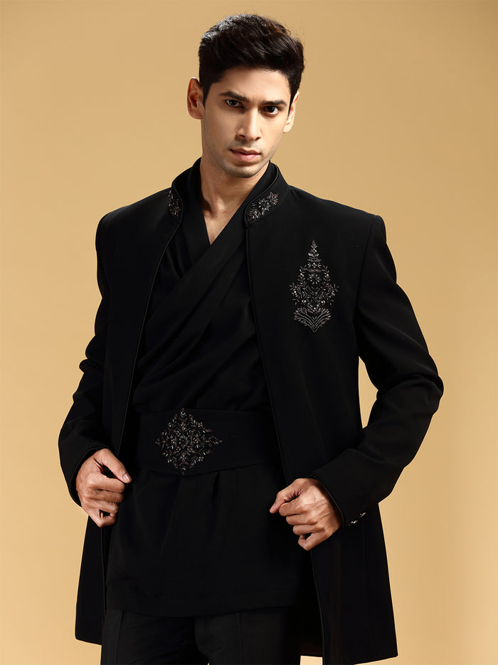 Black Bumario Embroidered Jodhpuri Set