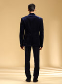 Navy Velvet Embroidered Jodhpuri Set with Kamarband