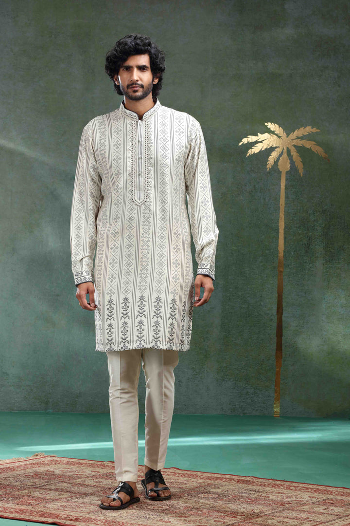 Grey Printed Kurta Set 