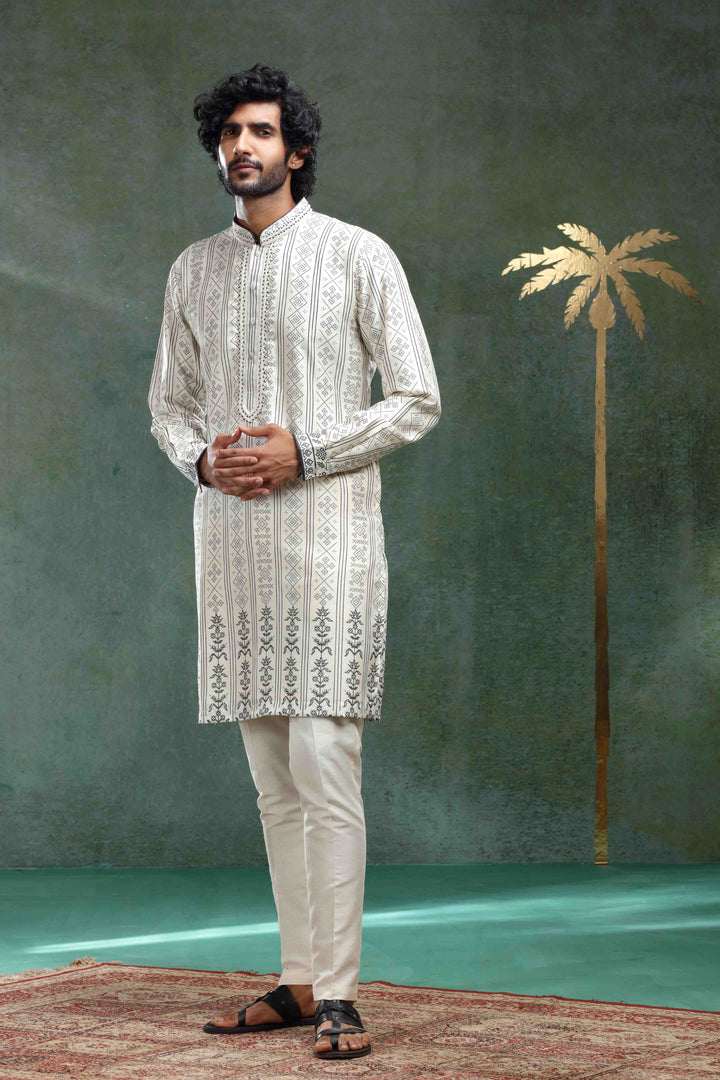 Grey Printed Kurta Set 