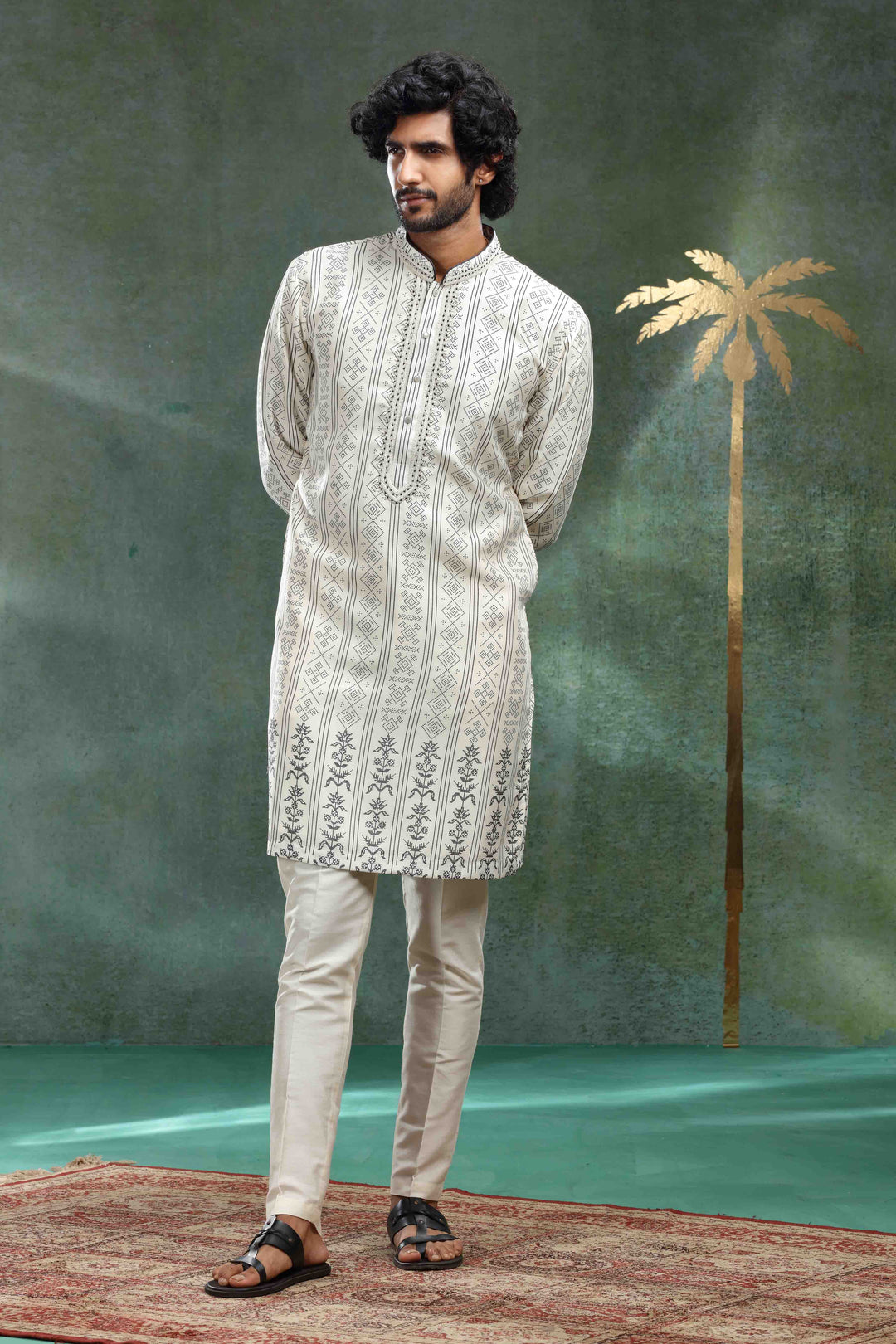 Grey Printed Kurta Set 