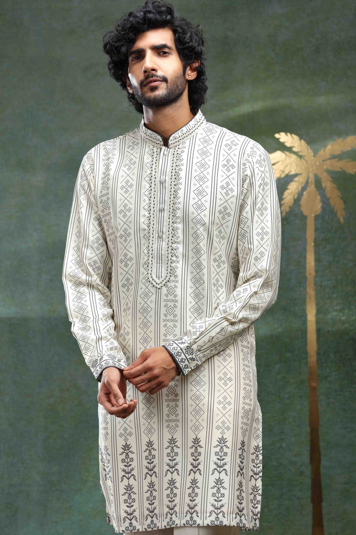 Grey Printed Kurta Set 