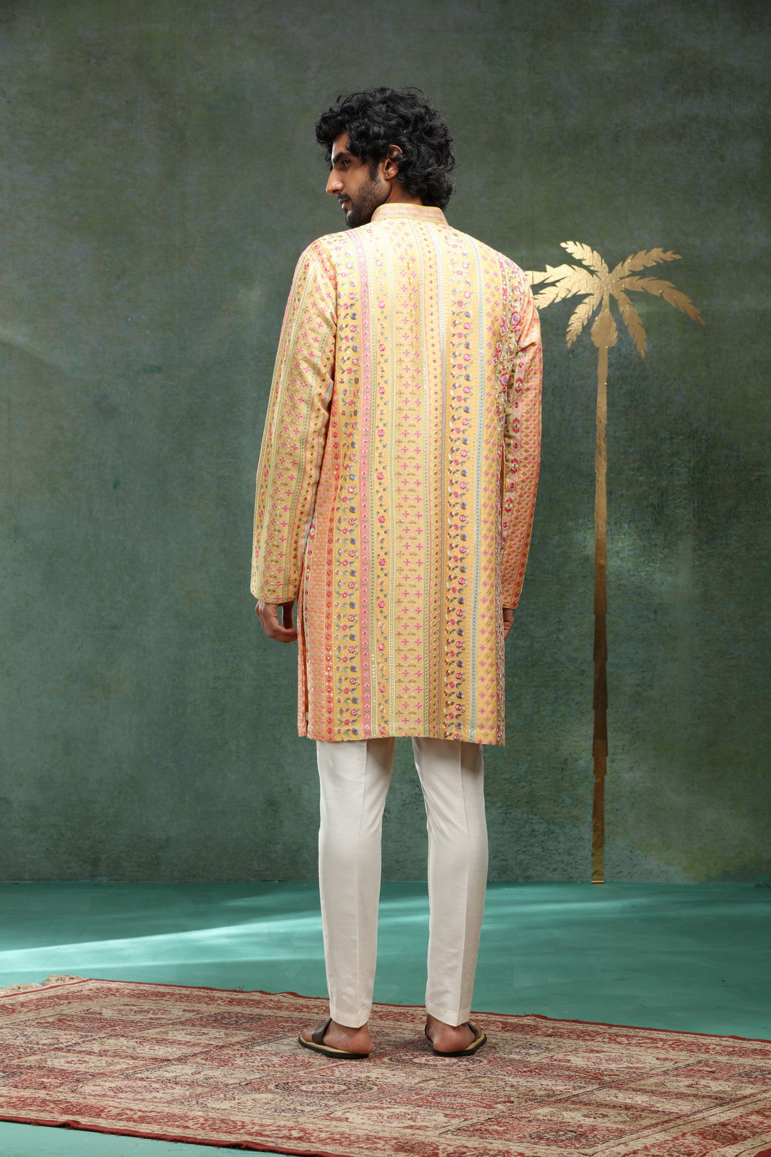 Yellow Embroidered Kurta Set for Father and Son