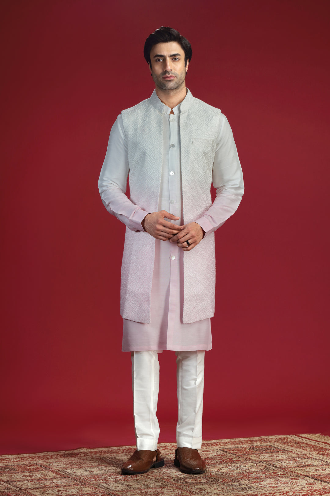 Sky Blue and Pink ombre Bandi set with Aligadi pant.