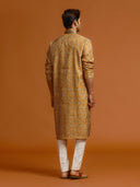 Mustard Lattice Silk-Set, paired with a white bottom. - KORANM