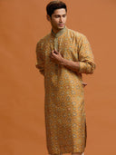 Mustard Lattice Silk-Set, paired with a white bottom. - KORANM