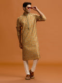 Mustard Lattice Silk-Set, paired with a white bottom. - KORANM
