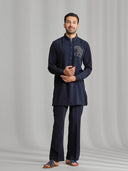 Black Silk Motif Kurta Set