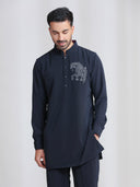 Black Silk Motif Kurta Set