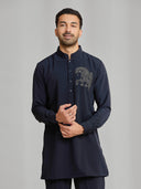 Black Silk Motif Kurta Set