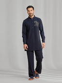 Black Silk Motif Kurta Set