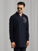 Black Silk Motif Kurta Set