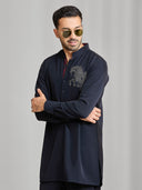 Black Silk Motif Kurta Set