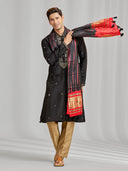 Black Silk Kurta and Dupatta Set with Highlight Embroidery