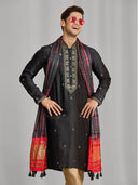 Black Silk Kurta and Dupatta Set with Highlight Embroidery
