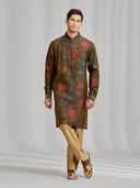 Regal Blend Green Maroon Printed Kurta & Alighari