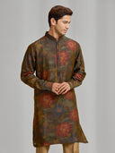 Regal Blend Green Maroon Printed Kurta & Alighari - KORANM