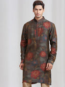 Regal Blend Green Maroon Printed Kurta & Alighari