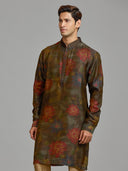Regal Blend Green Maroon Printed Kurta & Alighari - KORANM