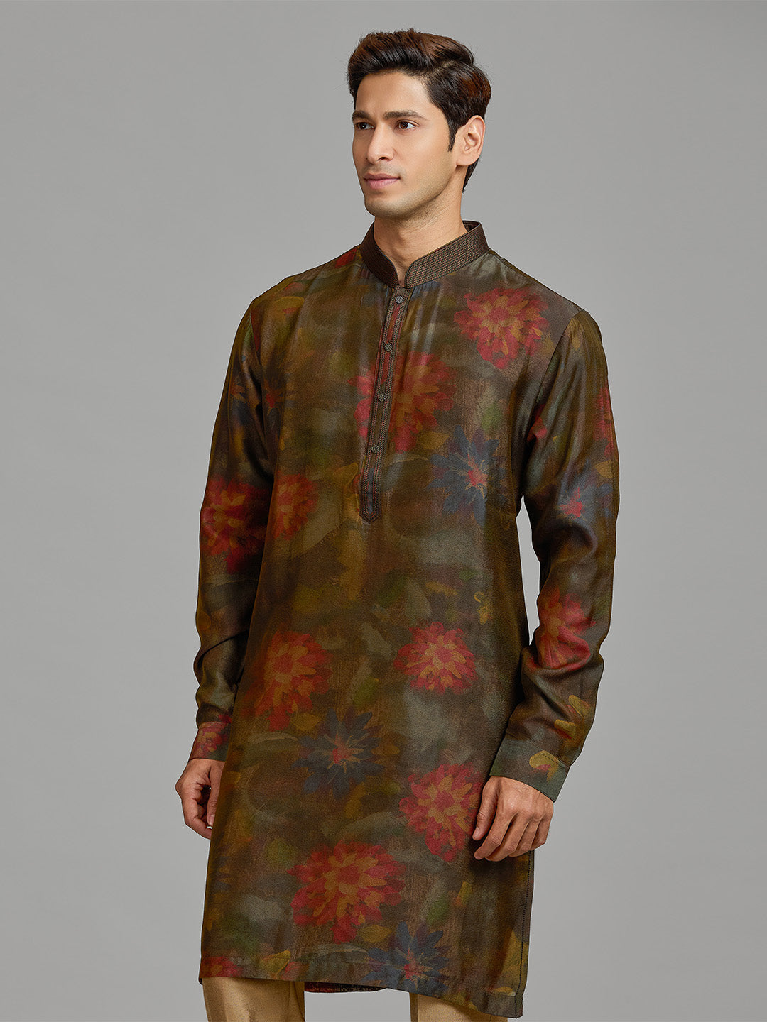 Regal Blend Green Maroon Printed Kurta & Alighari - KORANM
