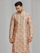 Sunset Peach Textured Silk Kurta Set