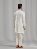 White Mirror-Embellished Kurta Ensemble