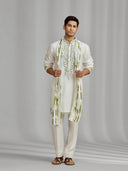 White Mirror-Embellished Kurta Ensemble