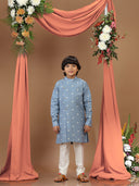 Azure Marine Embroidered Asymmetric Kurta Set