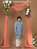 Azure Marine Embroidered Asymmetric Kurta Set