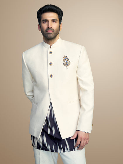 Cream Matka Silk Jodhpuri Set – Aditya Roy Kapur Collection