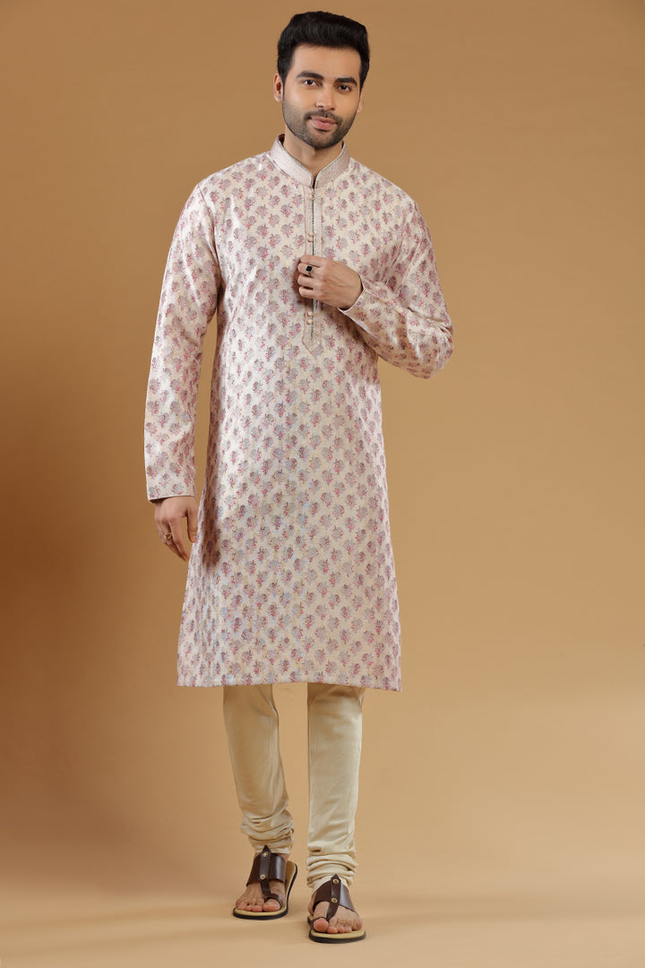 Sorbet Blush Pink Printed Festive Kurta Set