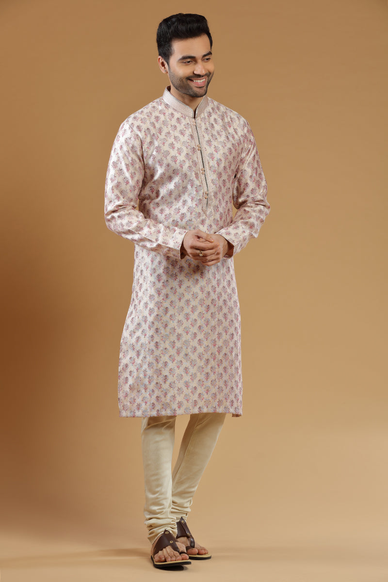 Sorbet Blush Pink Printed Festive Kurta Set