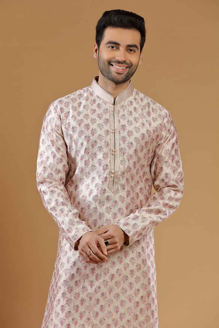 Sorbet Blush Pink Printed Festive Kurta Set