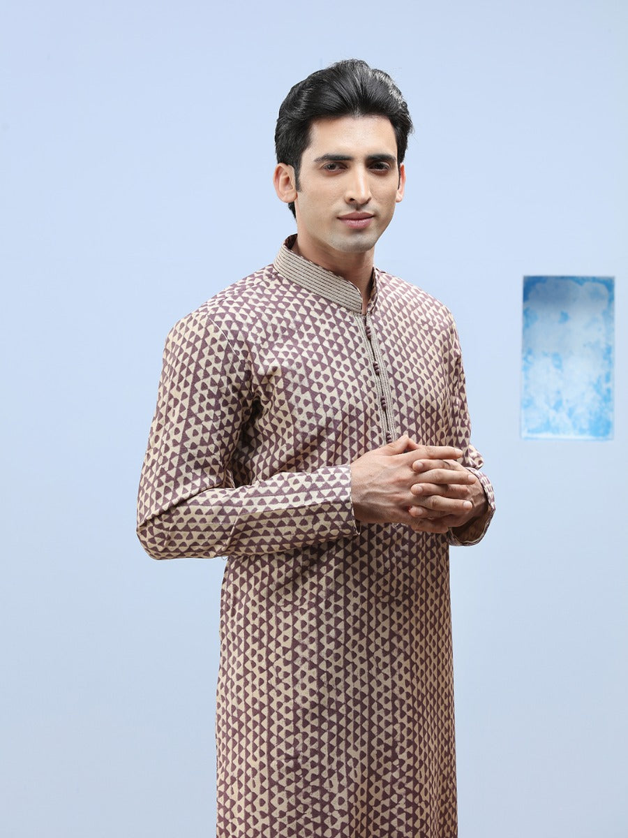 Summer Lilac Printed Blended Silk Kurta Set