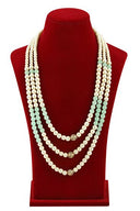 Pastel Mint And Cream Layered Moti Mala