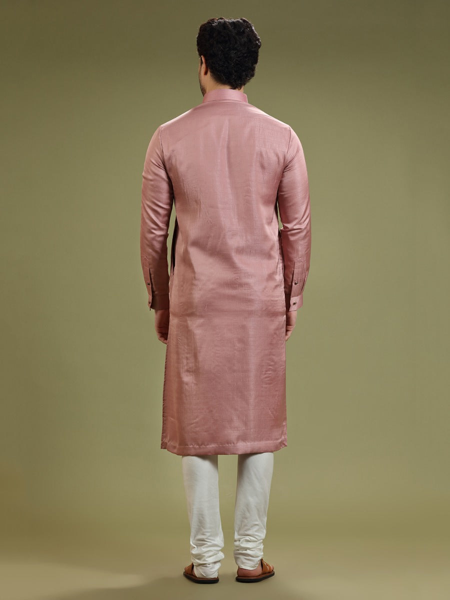 Onion Pink Blended Silk Casual Kurta Set