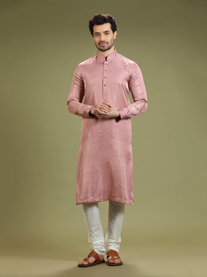 Onion Pink Blended Silk Casual Kurta Set