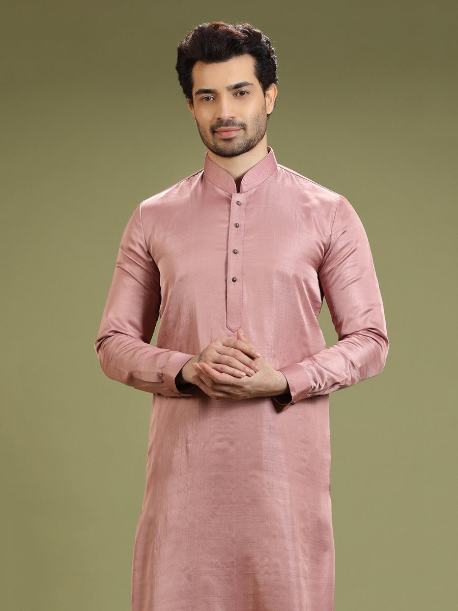 Onion Pink Blended Silk Casual Kurta Set