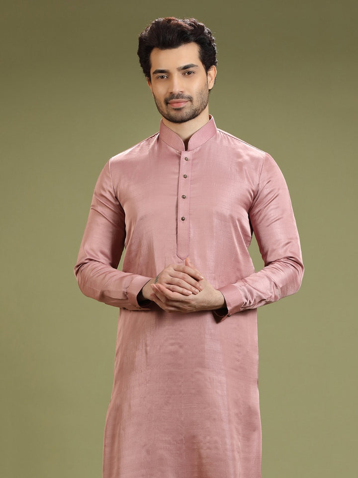 Onion Pink Blended Silk Casual Kurta Set