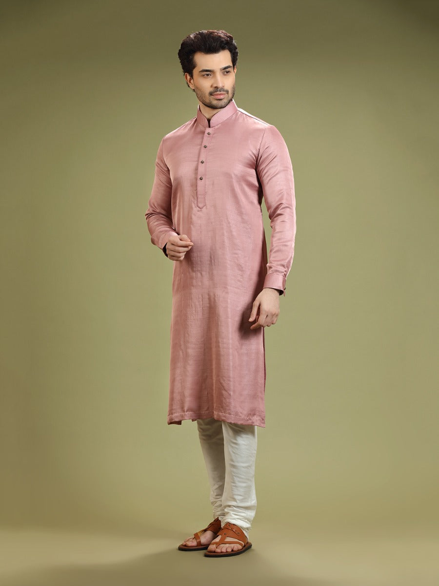 Onion Pink Blended Silk Casual Kurta Set