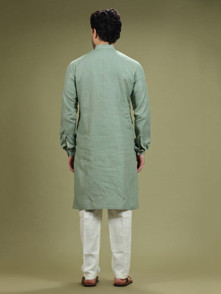 Olive Green  Casual Linen Kurta Set