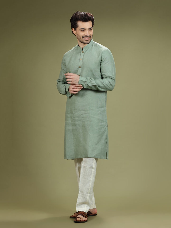 Olive Green  Casual Linen Kurta Set