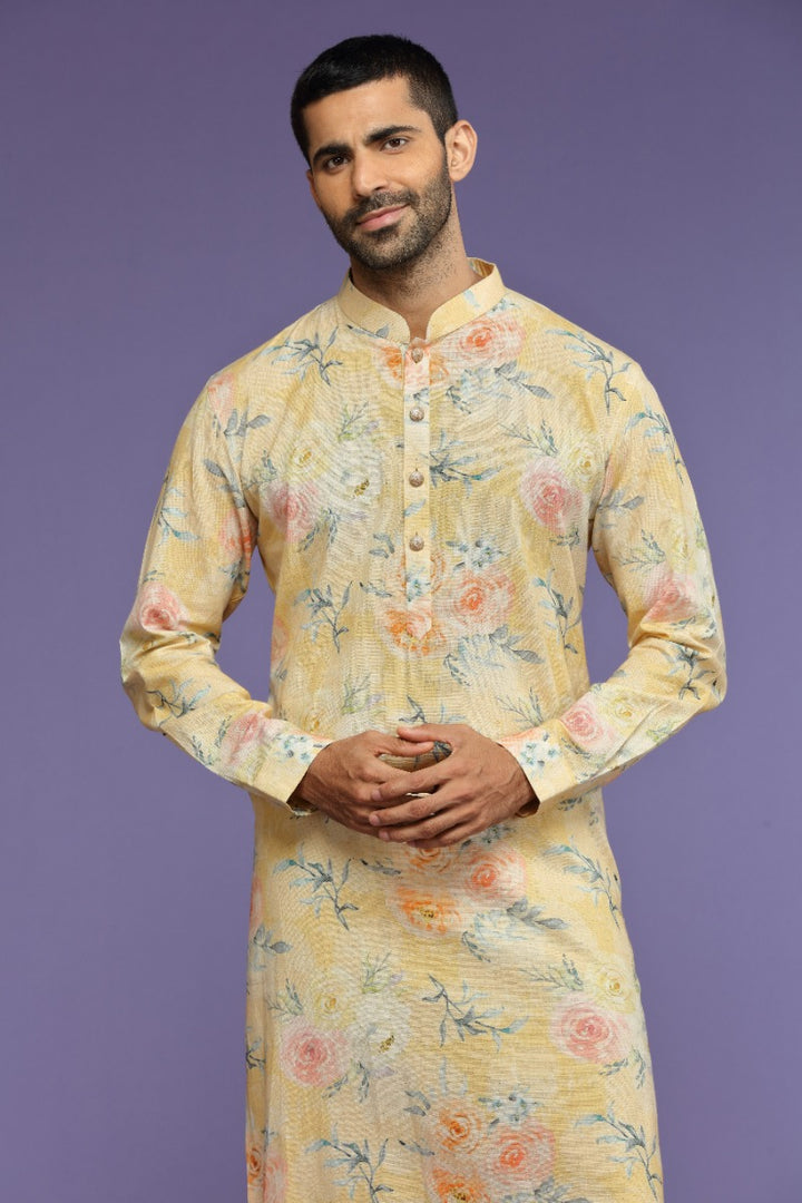 Lemon Twist Floral Printed Cotton Kurta Set