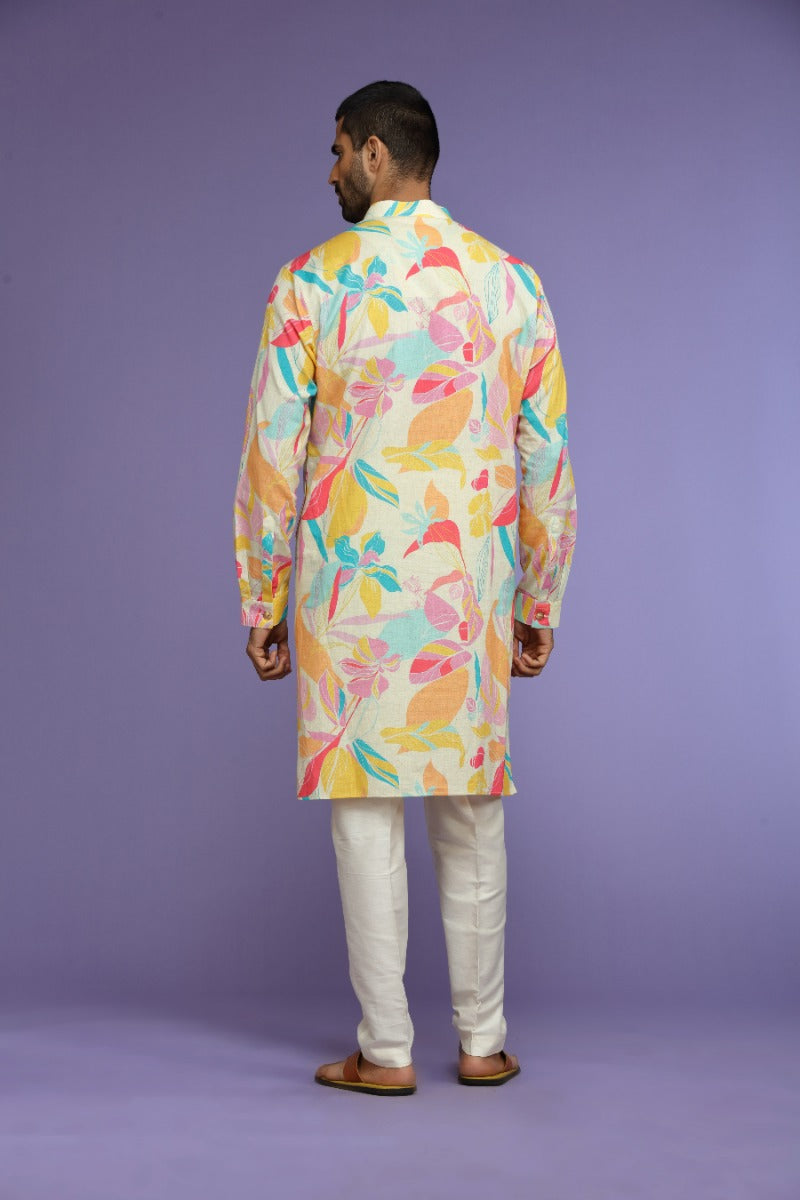 Vibrant Floral Printed Cotton Kurta Set