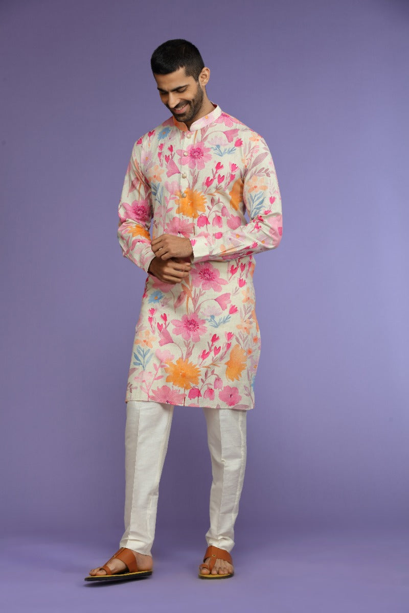 Blooming Vibrant Floral Printed Kurta Set